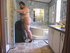 Fat woman in pantyhose